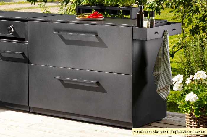Kombinationsbeispiel COZZE Outdoor Küche Elements mit Schubladen Schrankmodul