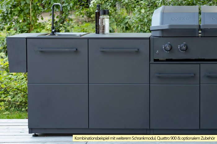 Kombinationsbeispiel COZZE Outdoor Küche Elements mit Spülschrank Modul