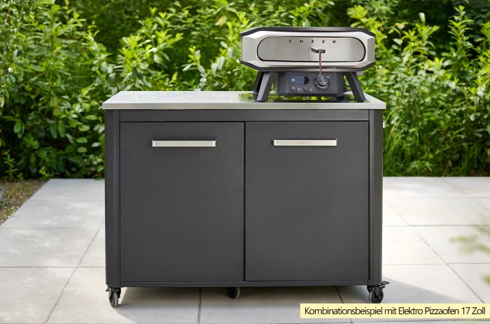 COZZE Outdoorküche - 2-türiges Schrank Modul mit Elektro Pizzaofen 17 Zoll mit drehbarem Pizzastein