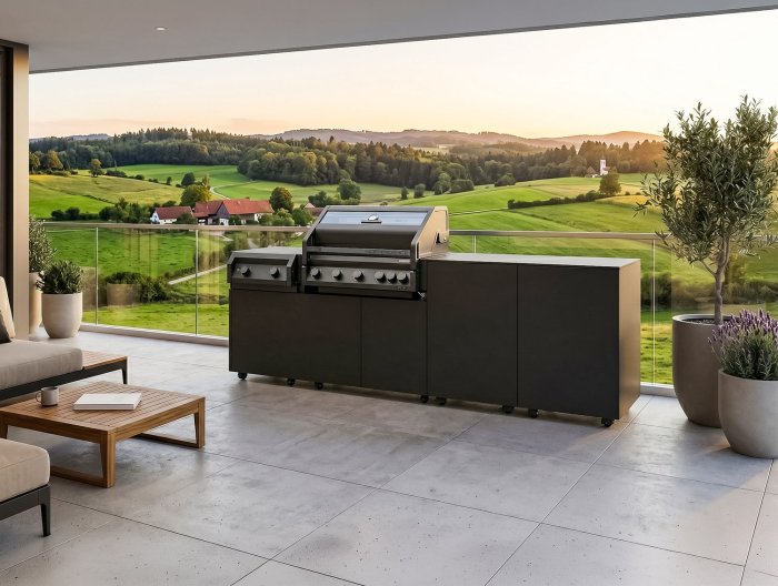 Grillfürst Moments Outdoor Küche mit Independence P590E Gasgrill und Sideboard