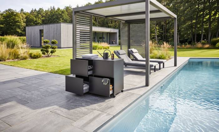 Grillfürst Moments Sideboard in Nero mit 4 Schubladen und Eter Arbeitsplatte