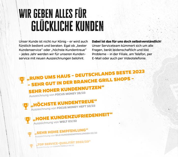 Grillfürst Service und Auszeichnungen