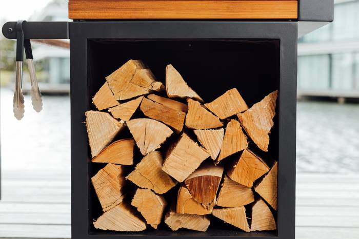 OFYR Mise en Place Table Black 65 PRO Teakholz -Arbeitsfläche und Stauraum