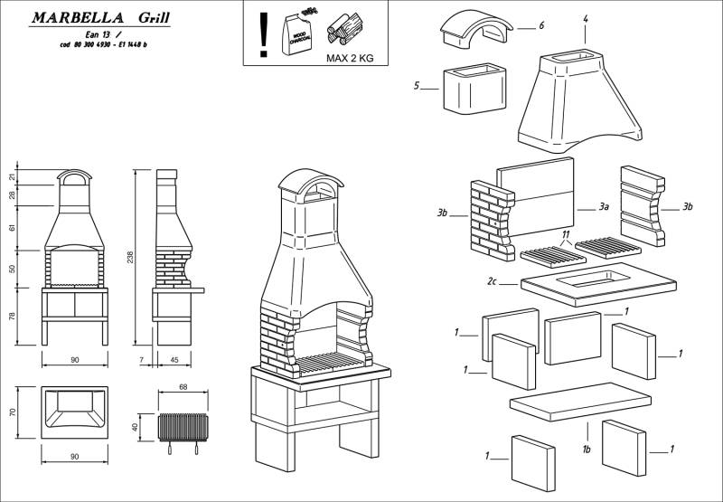 Palazzetti Outdoor Küche: Modul Grillkamin Marbella inkl. Montagematerial