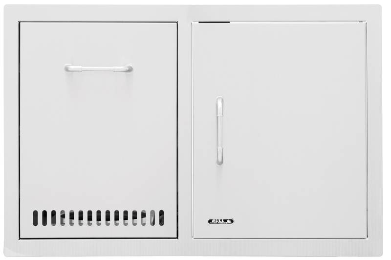 BULL Einbau Kombination Tür / Schublade belüftet aus Edelstahl / 76 cm
