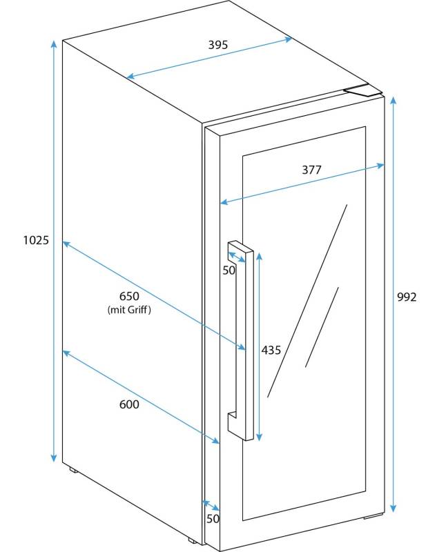 CASO BBQ Cooler M-R - Outdoor-Kühlschrank (125 Liter) mit Edelstahlgehäuse - Rechtsanschlag