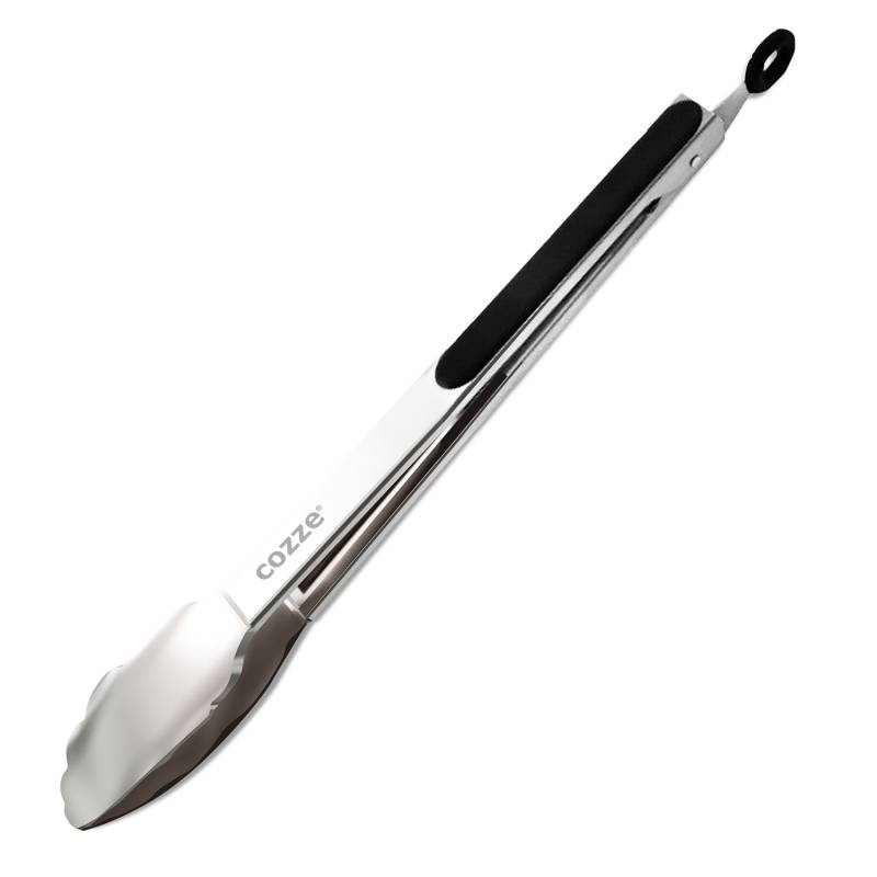 COZZE Grillbesteck Set mit Grillzange, Grillwender, Grillbürste und Grillhandschuhen