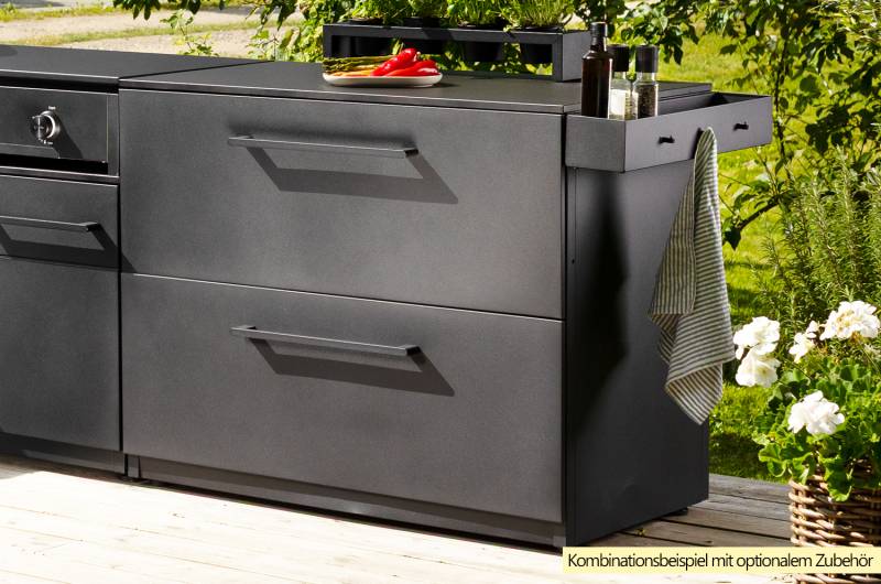COZZE Outdoor Küche Elements - Schrank mit Schubladen, 110 cm inkl. Arbeitsplatte (HPL)