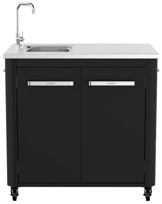 COZZE Outdoorküche: Spülenschrank 90 cm mit Edelstahl Arbeitsfläche &  Spüle