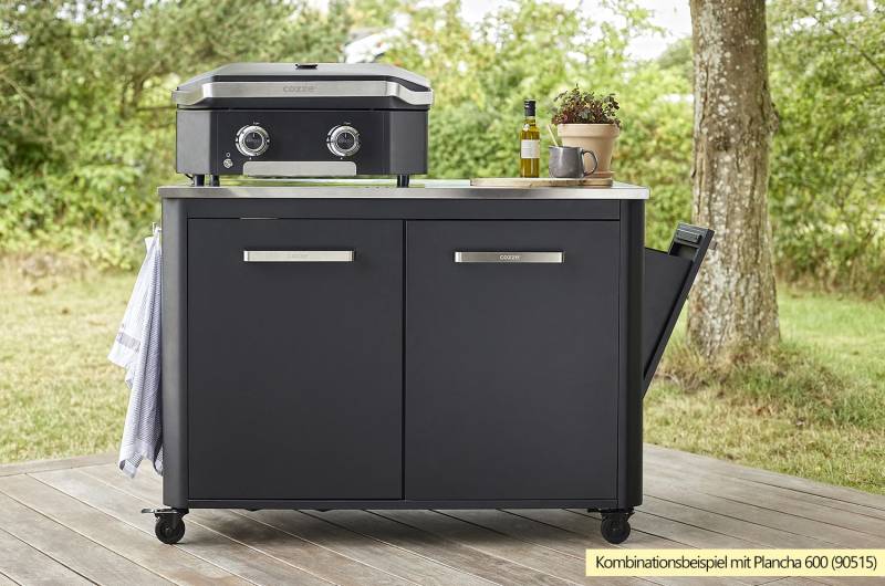 COZZE Outdoor Küche: Schrankmodul 2-türig mit Edelstahl Arbeitsfläche / 120 x 60 x 90 cm