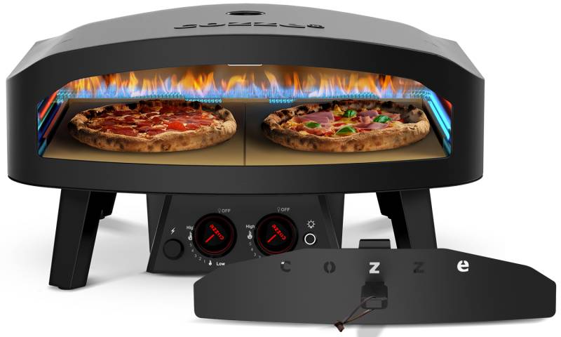 COZZE XXL Pizzaofen Gas CLASSIC Black Edition 60 cm (24") - doppelte Backfläche - inkl. Hitzeschild