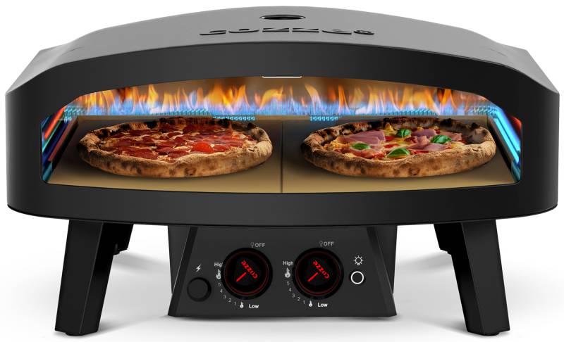 COZZE XXL Pizzaofen Gas CLASSIC Black Edition 60 cm (24") - doppelte Backfläche - inkl. Hitzeschild
