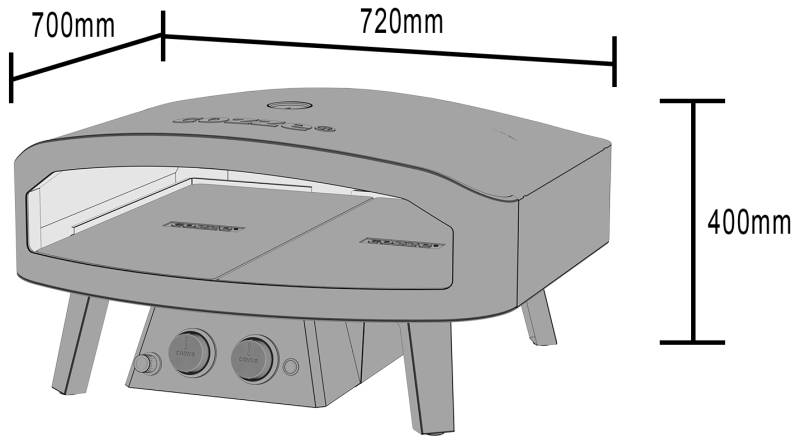 COZZE XXL Pizzaofen Gas CLASSIC Black Edition 60 cm (24") - doppelte Backfläche - inkl. Hitzeschild