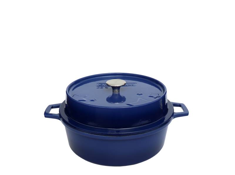 Grillfürst emaillierter Dutch Oven ohne Füsse DO4 - blau