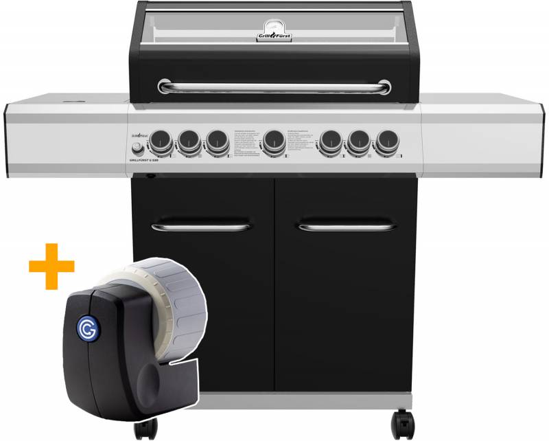 Grillfürst G520G Smart Grill Edition 5-Brenner Gasgrill mit Grill Control,  Hochtemperaturbrenner, Heckbrenner und Gusseisen Rosten