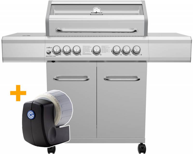 Grillfürst G521E Smart Grill Edition 5-Brenner Edelstahl-Gasgrill mit Grill Control, Hochtemperaturbrenner, Heckbrenner und Edelstahl Rosten