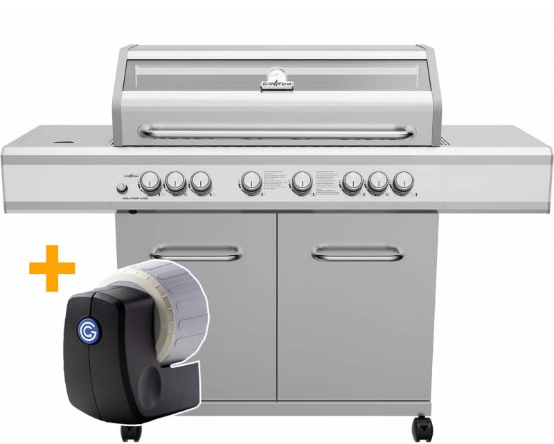 Grillfürst G621E Smart Grill Edition 6-Brenner Edelstahl-Gasgrill mit Grill Control, Hochtemperaturbrenner, Heckbrenner und Edelstahl Rosten