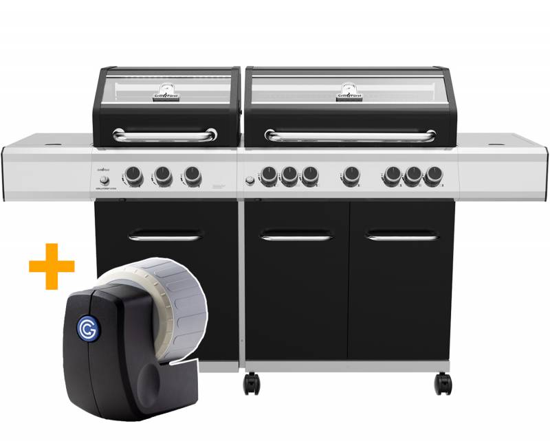 Grillfürst G750G Smart Grill Edition 7-Brenner Doppelkammer - Gasgrill mit Grill Control, Hochtemperaturbrenner, Seitenkocher, Heckbrenner und Gusseisen Rosten