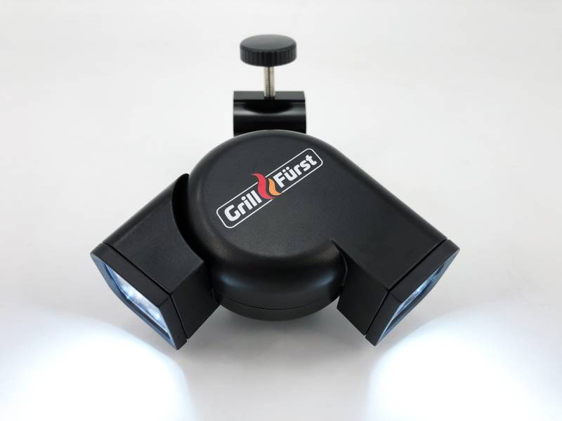 Grillfürst Universal LED Grilllampe / Grilllicht / Grifflicht - mit 2 schwenkbaren Leuchtköpfen