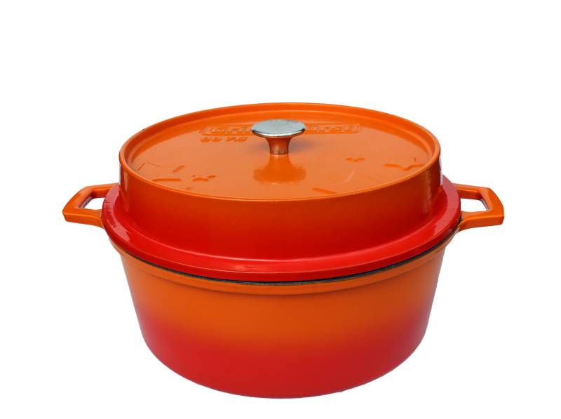 Grillfürst emaillierter Dutch Oven ohne Füsse DO7,5 - orange