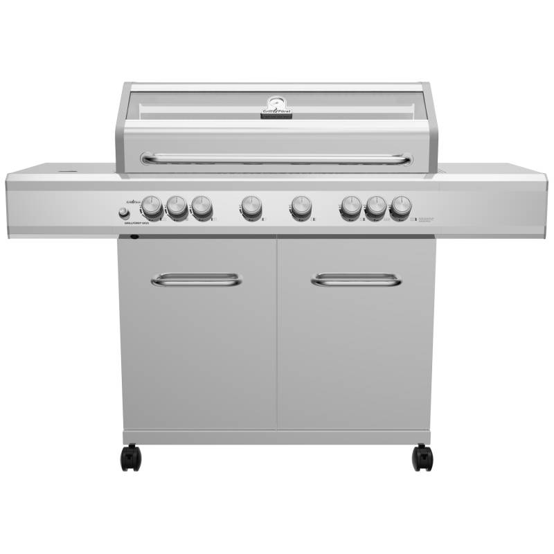 Grillfürst G621E 6-Brenner Edelstahl-Gasgrill mit Hochtemperaturbrenner, Heckbrenner und Edelstahl Rosten