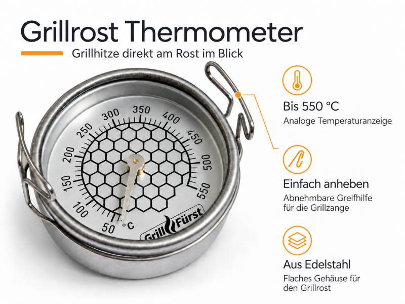 Grillfürst Grillrost Thermometer - bis 550°C