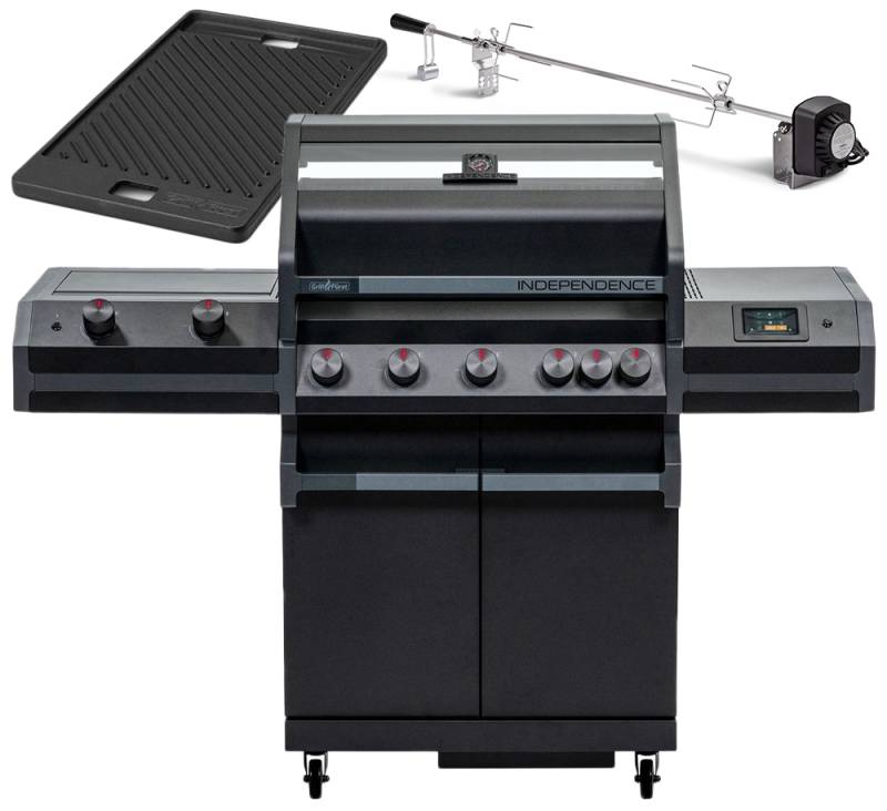Grillfürst Independence P530G Smart Grill mit XXL Infrarotbrenner, Heckbrenner und Gusseisenrosten - X-DEAL inkl. Gussplatte & Drehspieß