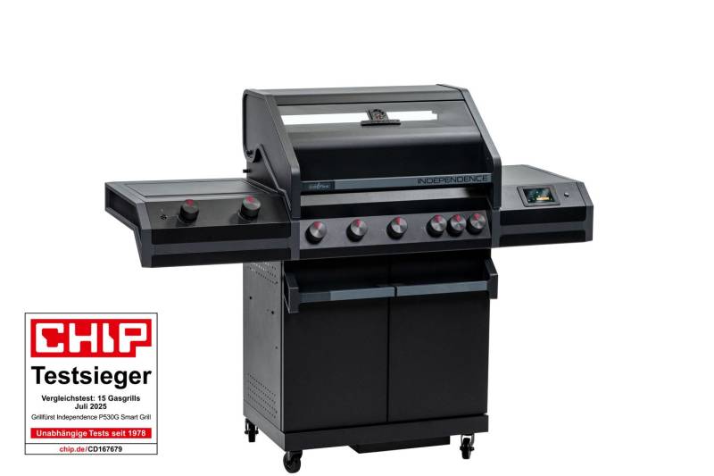 Grillfürst Independence P530G Smart Grill - mit WLAN-Modul, XXL Infrarotbrenner, Heckbrenner und Gusseisenrosten