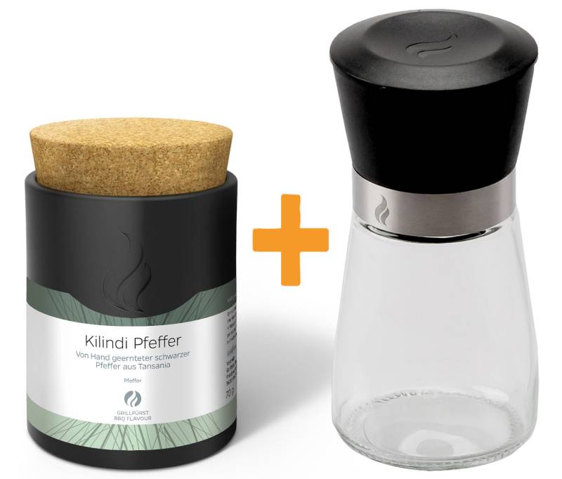 Grillfürst Kilindi Pfeffer - Keramikdose 70g - Inkl. Grillfürst Gewürzmühle