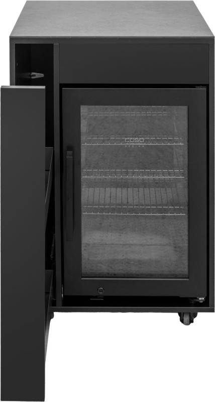 Grillfürst Moments Sideboard - Cocktailbar mit Kühlschrank, Apothekerschrank und Tür mit Staufach - Nero - 120 cm
