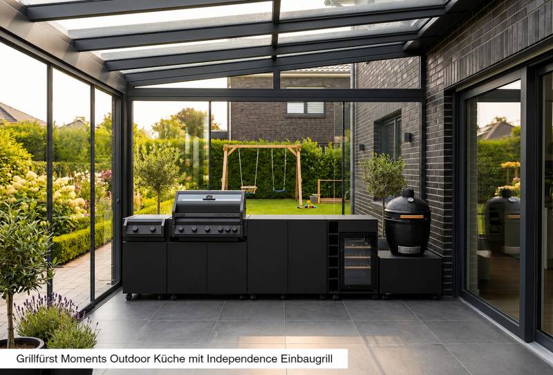 Grillfürst Independence P590E Einbaugrill - mattschwarz - mit Heckbrenner und Edelstahlrosten