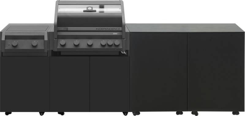 Grillfürst Moments Grillküche Einstieg mit Independence P590E Gasgrill, Independence P230E XXL Infrarotbrenner und 2 Türen mit Stauraum - Nero