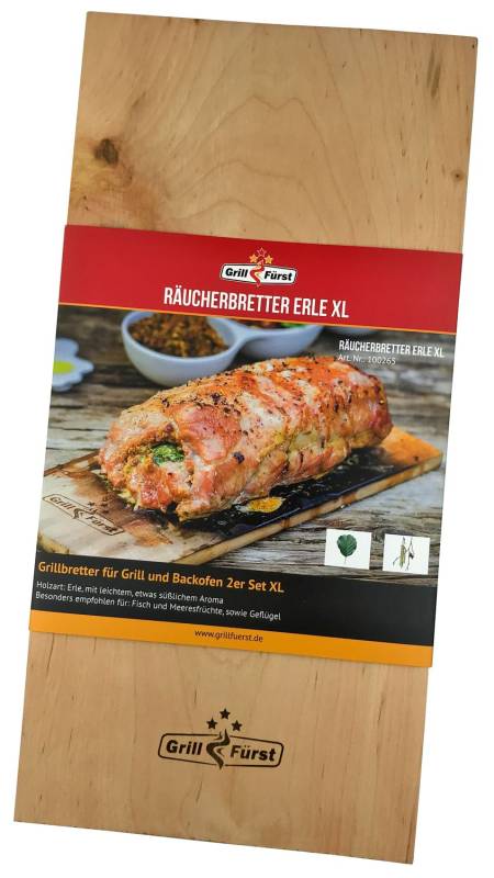 Grillfürst Räucherbretter Erle XL 40 x 15 x 1,1 cm 2er Set
