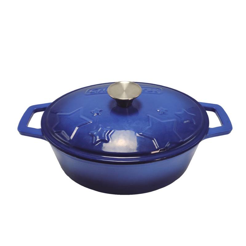 Grillfürst Dutch Oven Sternentöpfchen / Gusseisen Bräter - emailliert - M - blau