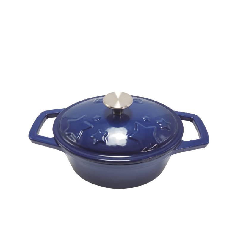 Grillfürst Dutch Oven Sternentöpfchen / Gusseisen Bräter - emailliert - S - blau