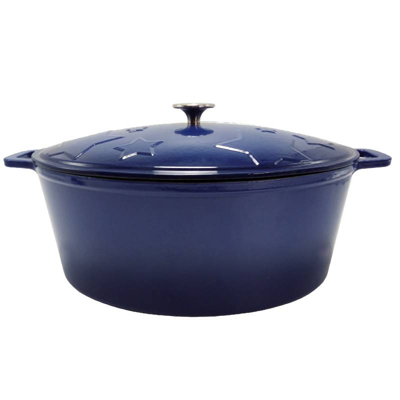 Grillfürst Dutch Oven Sternentöpfchen / Gusseisen Bräter - emailliert - XL - blau