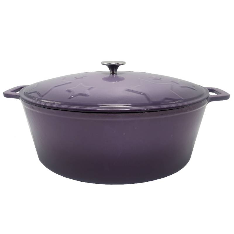 Grillfürst Dutch Oven Sternentöpfchen / Gusseisen Bräter - emailliert - XL - lila