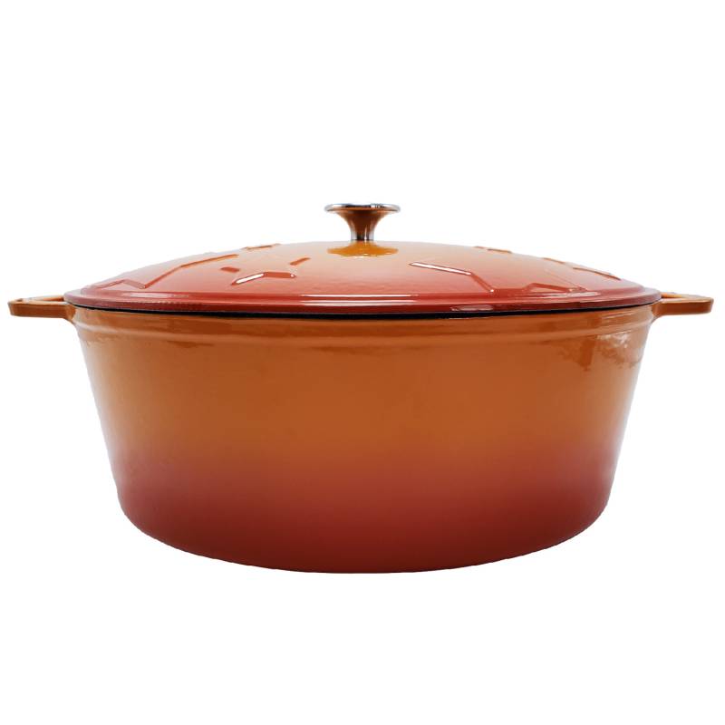 Grillfürst Dutch Oven Sternentöpfchen / Gusseisen Bräter - emailliert - XL - orange