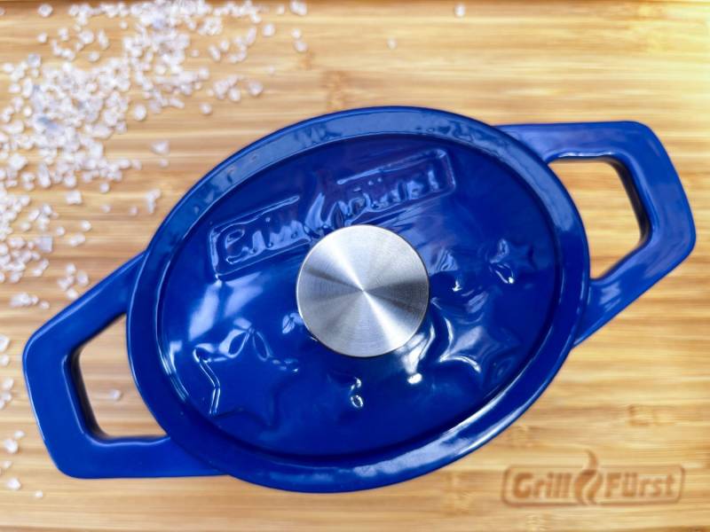 Grillfürst Dutch Oven Sternentöpfchen / Gusseisen Bräter - emailliert - XS - blau