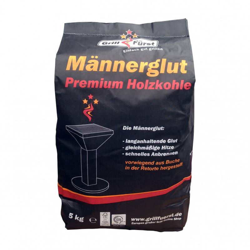 Männerglut Premium Holzkohle - Hochwertiger Hartholz Mix - 80% Buche 5kg