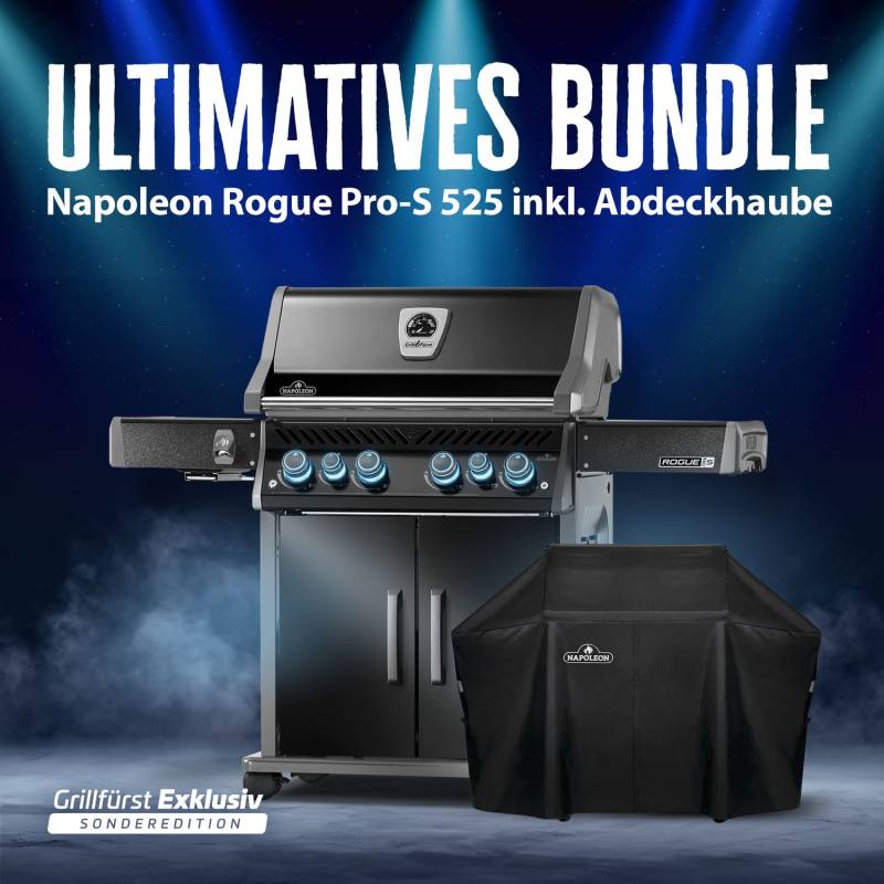 Napoleon Rogue PRO-S 525 Gasgrill - mit SIZZLE ZONE™ und Heckbrenner - Grillfürst Edition inkl. Abdeckhaube
