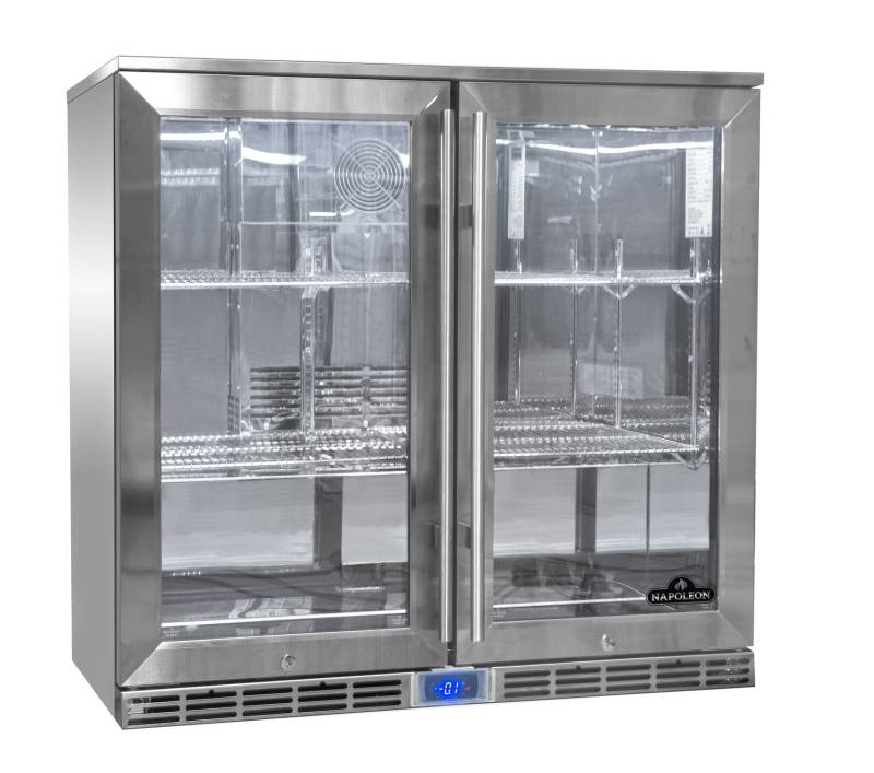 Napoleon Outdoor - Kühlschrank, 210 Liter, 2-türig mit Doppelverglasung und LED Beleuchtung - wasserdicht nach IP24