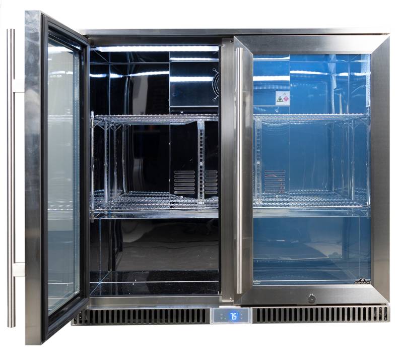 Napoleon Outdoor - Kühlschrank, 210 Liter, 2-türig mit Doppelverglasung und LED Beleuchtung - wasserdicht nach IP24