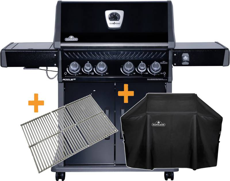 Napoleon Rogue SE 525 Gasgrill - all-black - Grillfürst Edition - X-DEAL inkl. zusätzlichen Edelstahl Gussrosten und Haube