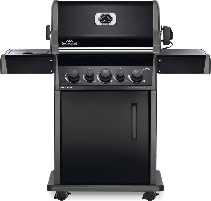 Napoleon Rogue 425 Gasgrill - all black - mit Seitenbrenner - Hero Modell 2023 mit Heckbrenner inkl. Drehspieß