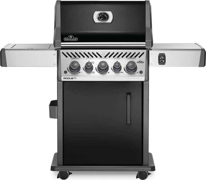 Napoleon Rogue SE 425 Gasgrill, schwarz mit Gussrosten, Sizzle Zone und Heckbrenner - Hero Modell 2023 inkl. Drehspieß