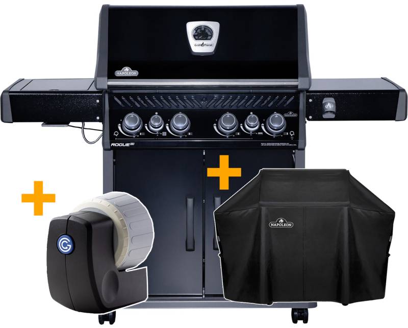 Napoleon Rogue SE 525 Gasgrill - all-black - Grillfürst Edition inkl. Abdeckhaube - SMART Deal inkl. Grillfürst Grill Control - Modell 20232