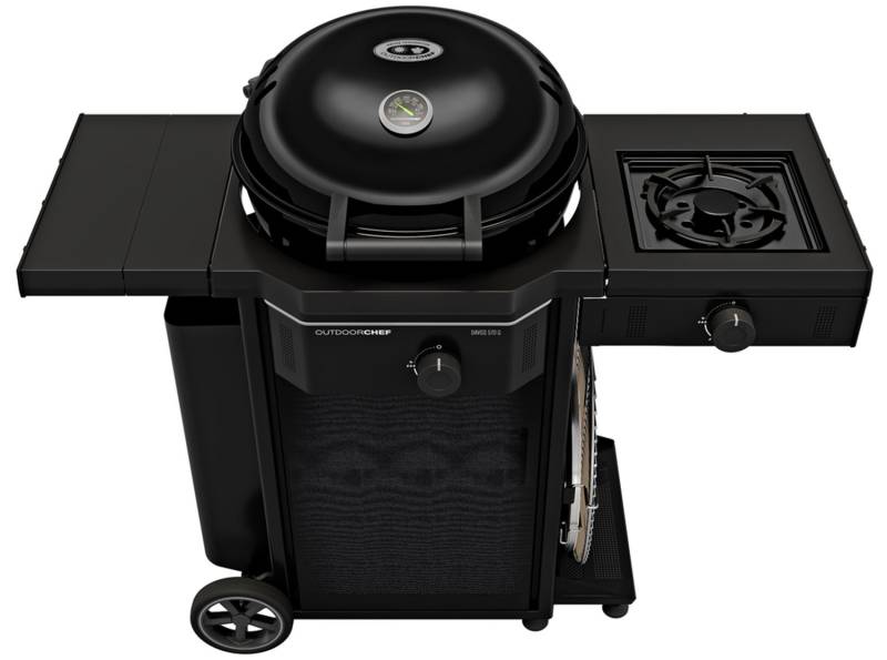 Outdoorchef Gas Kugelgrill Davos 570 G mit Cooking Zone (Seitenkocher) & 11kg Gasflaschen Kit