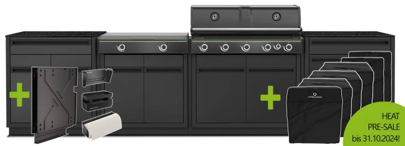 Outdoorchef HEAT Outdoorküche XL 515/245 Granit - inkl. STARTERSET mit HEAT Organizer-Set + Abdeckhaube