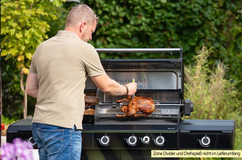 Outdoorchef Gasgrill - Grillstation HEAT X-445 RB mit Blazing/Cooking Zone, Heckbrenner und HEAT Regulator
